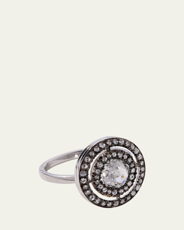 18K White Gold Medium Lab Diamond Double Halo Ring
